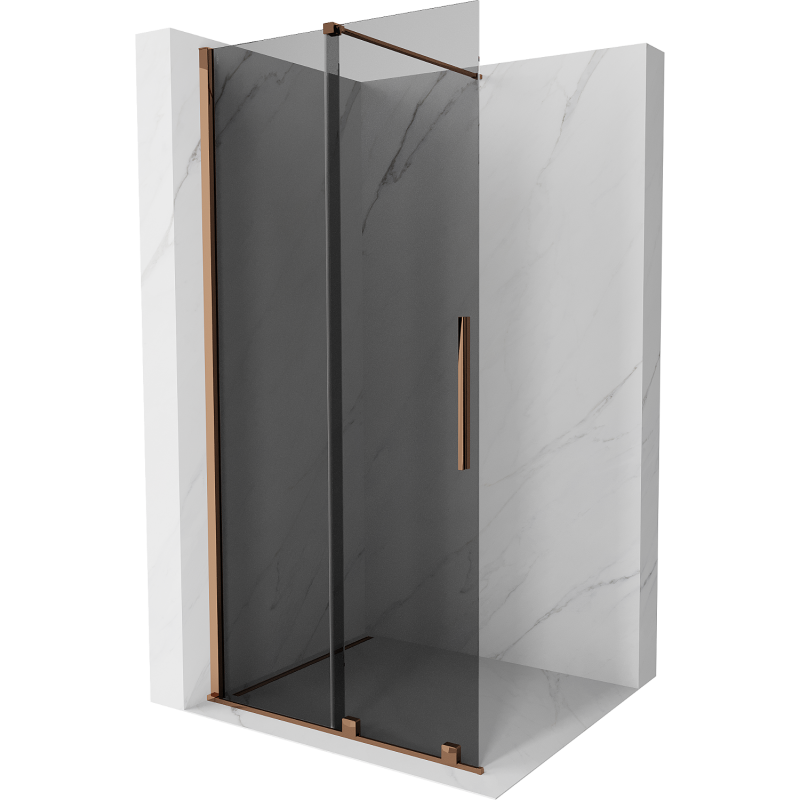 Mexen Velar dušu siena stumjamā Walk-in 75 x 200 cm, grafīta 8 mm, rožinė auksinė - 871-075-000-43-60