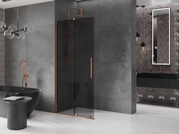 Mexen Velar dušo siena su stumdomomis durimis Walk-in 80 x 200 cm, grafitinis 8 mm, rausvas auksas - 871-080-000-43-60
