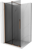 Mexen Velar vonios sienelė stumdomiems kabinamiems 85 x 200 cm, grafito 8 mm, rožinė auksas - 871-085-000-43-60