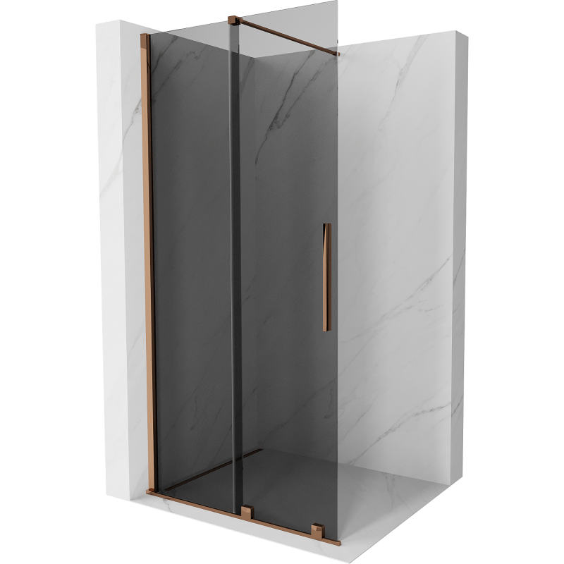 Mexen Velar dušo siena stumdomas Walk-in 100 x 200 cm, grafitas 8 mm, rožinė auksas - 871-100-000-43-60