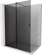 Mexen Velar judančio tipo dušo sienelė Walk-in 160 x 200 cm, grafito 8 mm, rožinė auksinė - 871-160-000-43-60