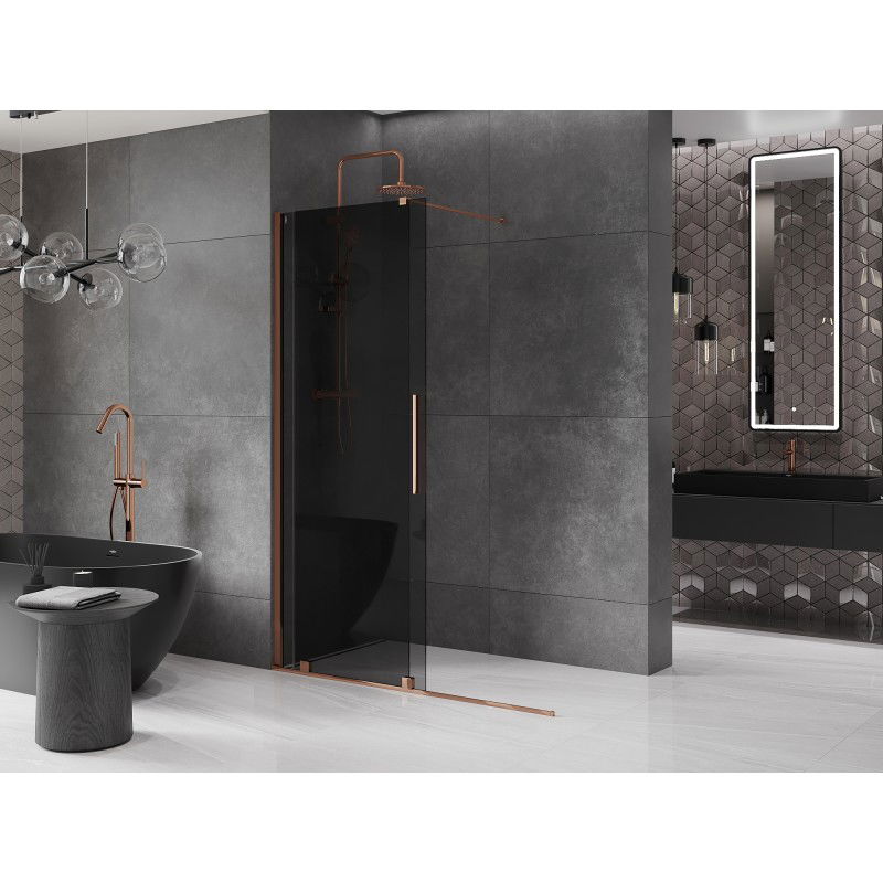 Mexen Velar stumdomoji dušo siena Walk-in 150 x 200 cm, grafitas 8 mm, rožinis auksas - 871-150-000-43-60