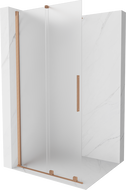 Mexen Velar dušo siena, išsiskleidžiama Walk-in 90 x 200 cm, matinė 8 mm, šepečiu poliruota vario - 871-090-000-33-65