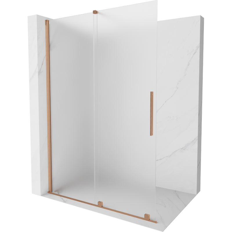 Mexen Velar dušo sienelė su stumdomomis durimis 130 x 200 cm, matinio stiklo 8 mm, šlifuota varis - 871-130-000-33-65