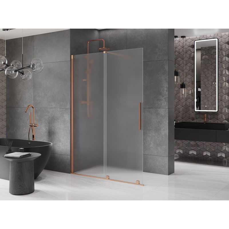 Mexen Velar slankiojanti dušo sienelė Walk-in 130 x 200 cm, matinė 8 mm, šlifuotas varis - 871-130-000-33-65