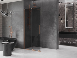 Mexen Velar stiklinė dušo siena, judanti Walk-in 85 x 200 cm, grafitas 8 mm, šlifuota varis - 871-085-000-43-65