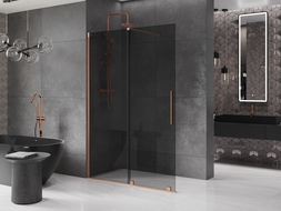 Mexen Velar dušo siena stumdomas Walk-in 140 x 200 cm, grafitas 8 mm, šlifuota varinė - 871-140-000-43-65