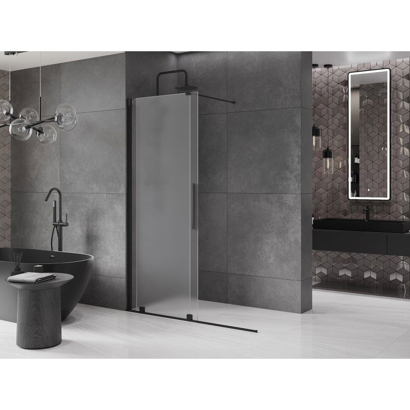 Mexen Velar slankiojanti dušo siena Walk-in 160 x 200 cm, matinė 8 mm, juoda - 871-160-000-33-70
