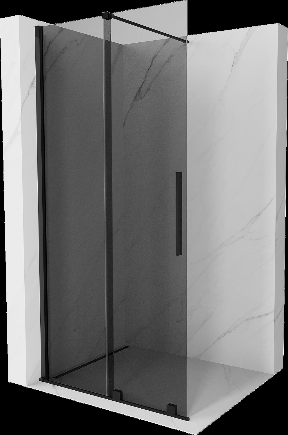 Mexen Velar prausimosi siena su stumdomomis durimis Walk-in 85 x 200 cm, grafito 8 mm, juoda - 871-085-000-43-70