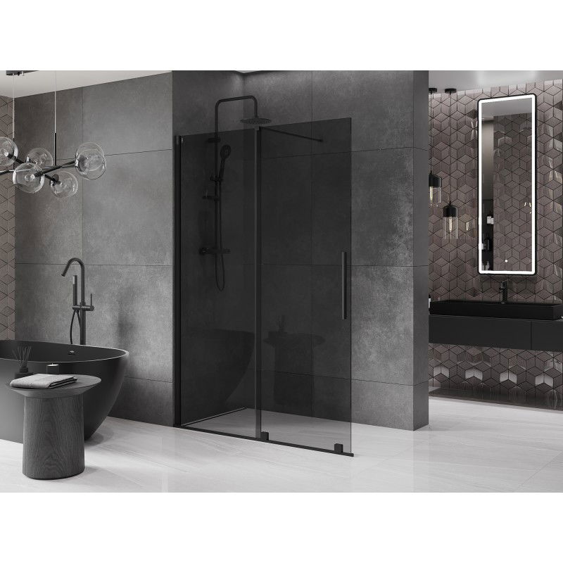 Mexen Velar stumdomos dušo sienelė Walk-in 160 x 200 cm, grafitas 8 mm, juoda - 871-160-000-43-70