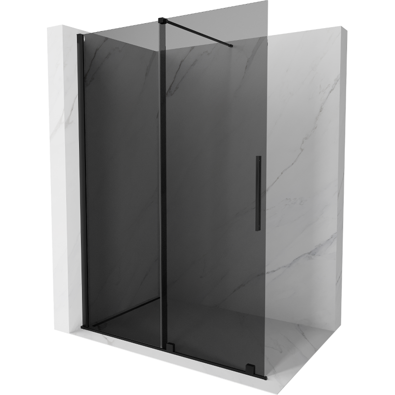 Mexen Velar prausiamoji sienelė sulankstoma Walk-in 160 x 200 cm, grafitas 8 mm, juoda - 871-160-000-43-70