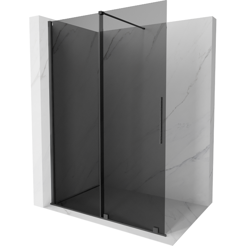 Mexen Velar stumdoma dušo siena Walk-in 130 x 200 cm, grafitas 8 mm, šepečiu šlifuota pilka - 871-130-000-43-66