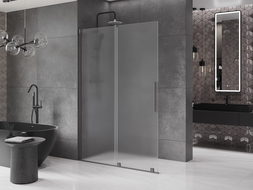 Mexen Velar dušo sienelė su stumdomomis durimis Walk-in 160 x 200 cm, matinė 8 mm, gun metal - 871-160-000-33-95
