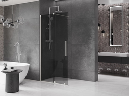 Mexen Velar dušo sienelė su stumdomais durimis Walk-in 85 x 200 cm, grafitas 8 mm, šraštuotas nikelis - 871-085-000-43-97