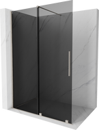 Mexen Velar dušo siena su slankiojimu Walk-in 140 x 200 cm, grafitas 8 mm, šlifuotas nikelis - 871-140-000-43-97