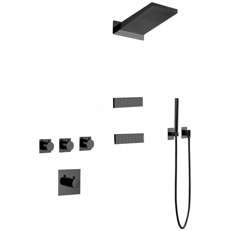 Mexen Fall paslėptas dušo komplektas, juodas - 7602-04-70