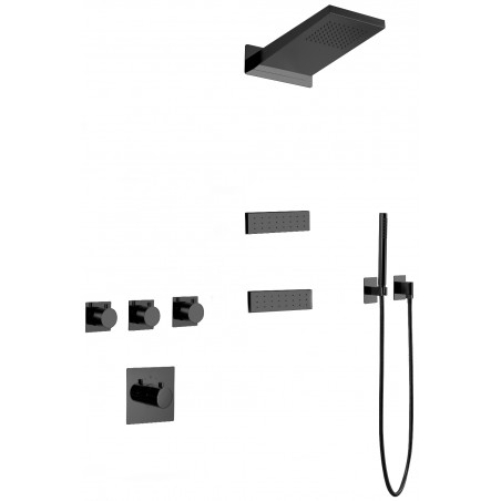 Mexen Fall paslėptas dušo komplektas, juodas - 7602-04-70