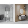 Mexen Rio kvadratinis dušo kabina 90 x 90 cm, baltos juostelės, chromas + Flat padėklas, baltas - 860-090-090-01-20-4010