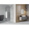 Mexen Rio kvadratinis dušo kabina 90 x 90 cm, baltos juostelės, chromas + Flat padėklas, baltas - 860-090-090-01-20-4010
