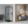 Mexen Rio kvadratinė dušo kabina 80 x 80 cm, skaidri, juoda + Flat padėklas, juodas - 860-080-080-70-00-4070B