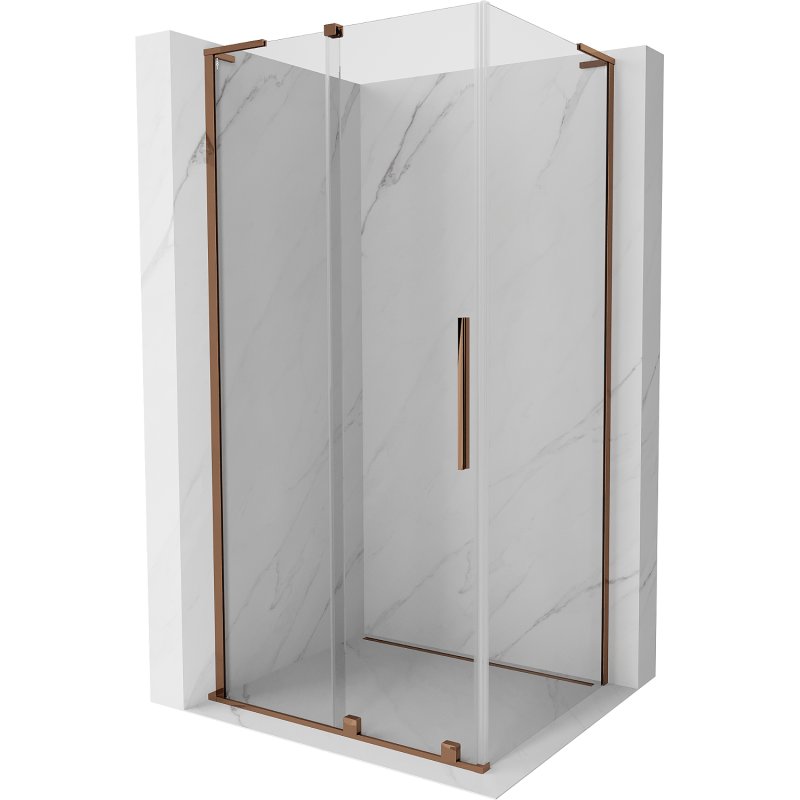 Mexen Velar L stumdomas dušo kabinas 100 x 85 cm, skaidrus, rožinis auksas - 871-100-085-03-60