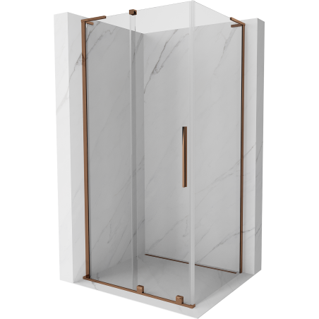 Mexen Velar L stumdomas dušo kabinas 100 x 85 cm, skaidrus, rožinis auksas - 871-100-085-03-60