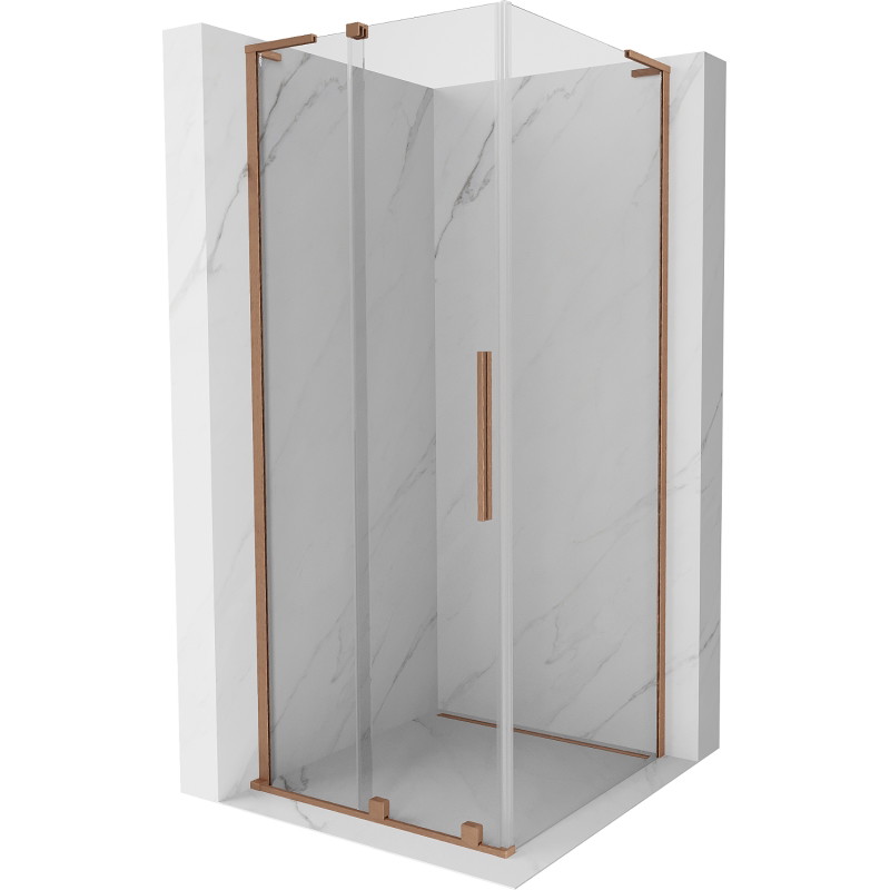 Mexen Velar L stumdoma dušo kabina 90 x 90 cm, skaidri, šlifuotas varis - 871-090-090-03-65