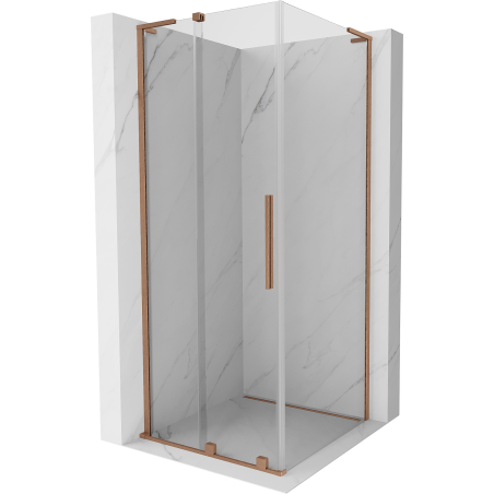 Mexen Velar L stumdoma dušo kabina 90 x 90 cm, skaidri, šlifuotas varis - 871-090-090-03-65