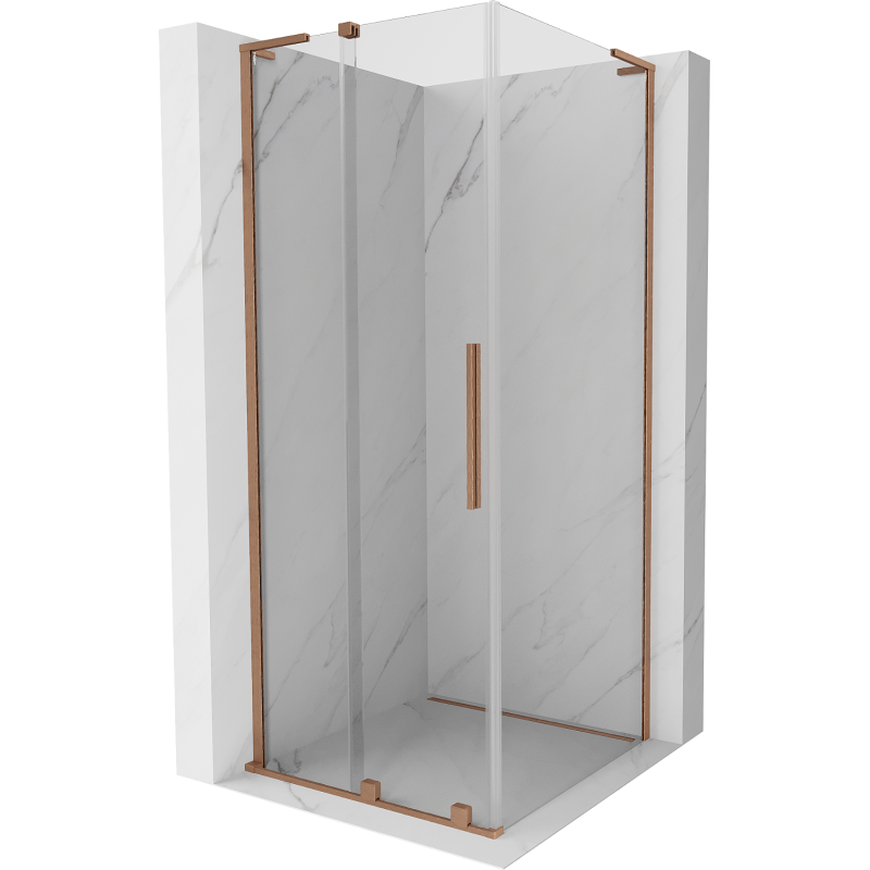 Mexen Velar L stumdomas dušo kabinas 100 x 100 cm, skaidrus, šlifuotas varis - 871-100-100-03-65