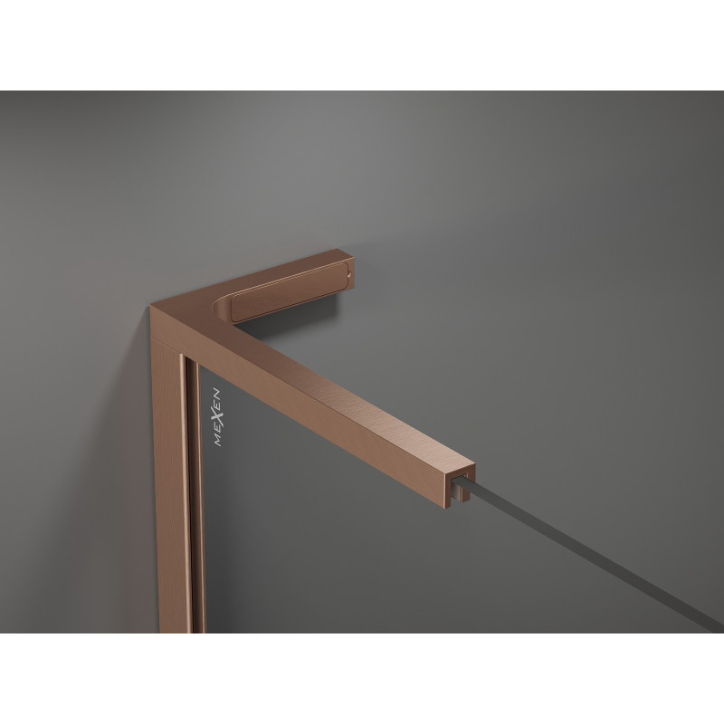 Mexen Velar L stumdoma dušo kabina 90 x 90 cm, skaidri, šlifuotas varis - 871-090-090-03-65