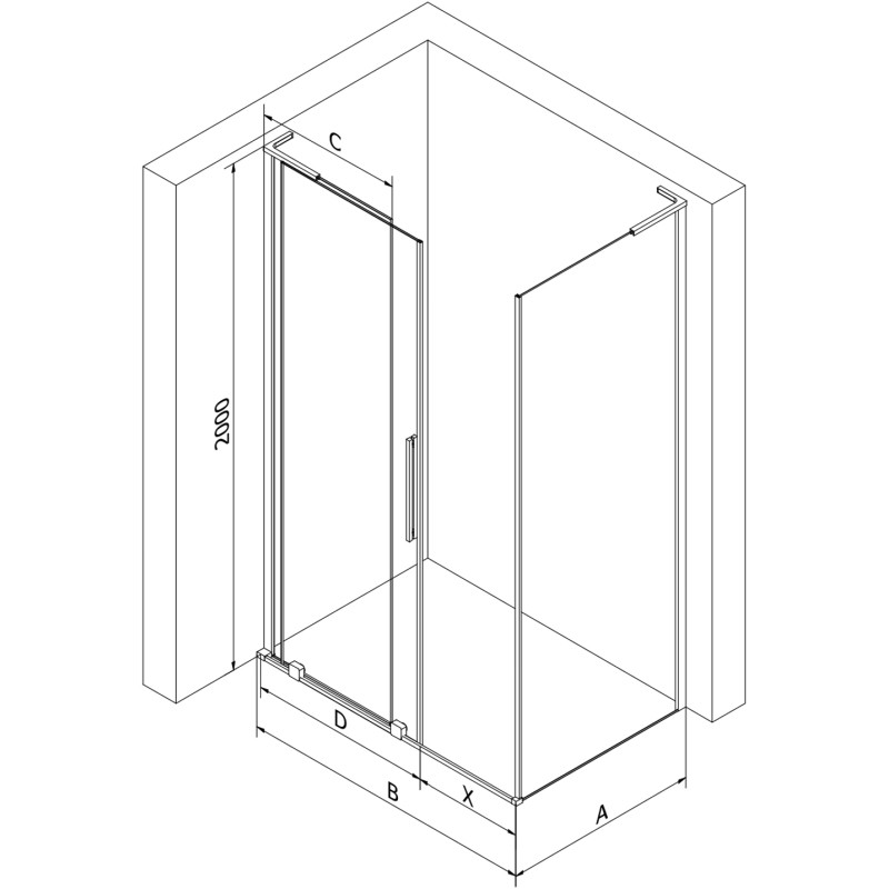 Mexen Velar L stumdoma dušo kabina 90 x 90 cm, skaidri, šlifuotas varis - 871-090-090-03-65