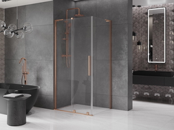Mexen Velar L stumdomas dušo kabina 120 x 80 cm, permatoma, šlifuota vario spalva - 871-120-080-03-65