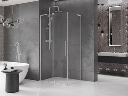 Mexen Velar L stumdomasis dušo kabinos 100 x 80 cm, permatomas, šlifuotas nikelis - 871-100-080-03-97