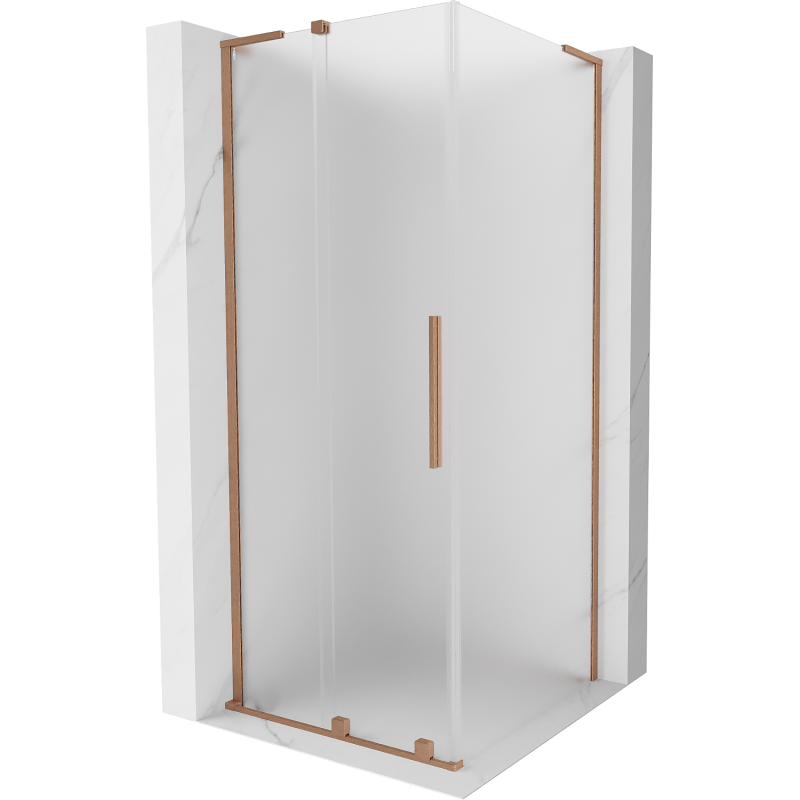 Mexen Velar L slankiojamoji dušo kabina 90 x 90 cm, matinė, šepečiu valcuota varis - 871-090-090-33-65
