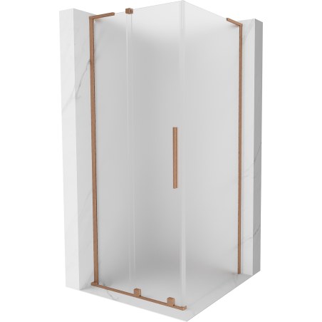 Mexen Velar L slankiojamoji dušo kabina 90 x 90 cm, matinė, šepečiu valcuota varis - 871-090-090-33-65