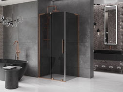 Mexen Velar L stumdomos dušo kabinos 100 x 85 cm, grafitas, šlifuotas varis - 871-100-085-43-65