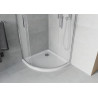 Mexen Rio 90 x 90 cm pusiau apvalus dušo kabinas, matinė, chromas + plokščias dušo padėklas, baltas