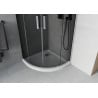 Mexen Rio dušo kabina puslankiu 80 x 80 cm, grafitas, chromas + „Flat“ dušo padėklas, baltas - 863-080-080-01-40-4110