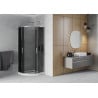 Mexen Rio dušo kabina puslankiu 80 x 80 cm, grafitas, chromas + „Flat“ dušo padėklas, baltas - 863-080-080-01-40-4110