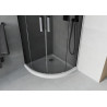 Mexen Rio pusapvalė dušo kabina 90 x 90 cm, grafitas, chromas + Flat dušo padėklas, baltas - 863-090-090-01-40-4110