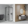Mexen Rio pusapvalė dušo kabina 90 x 90 cm, skaidri, juoda + Flat padėklas, baltas - 863-090-090-70-00-4110B