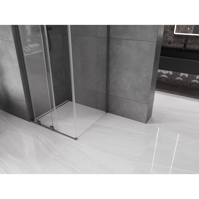 Mexen Velar L Stumdoma dušo kabina 100 x 100 cm, permatoma, pilko metalo - 871-100-100-03-95