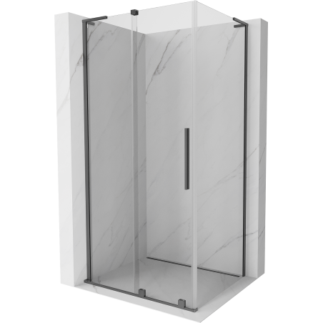 Mexen Velar L stumdomoji dušo kabina 100 x 85 cm, permatoma, šautinis metalas - 871-100-085-03-95