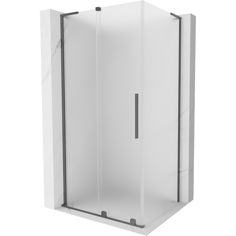 Mexen Velar L dušo kabina su slankiosiomis durimis 100 x 90 cm, matinė, ginklų metalas - 871-100-090-33-95