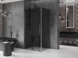 Mexen Velar L stumdomoji dušo kabina 90 x 120 cm, grafitas, šlifuota gun gray - 871-090-120-43-66