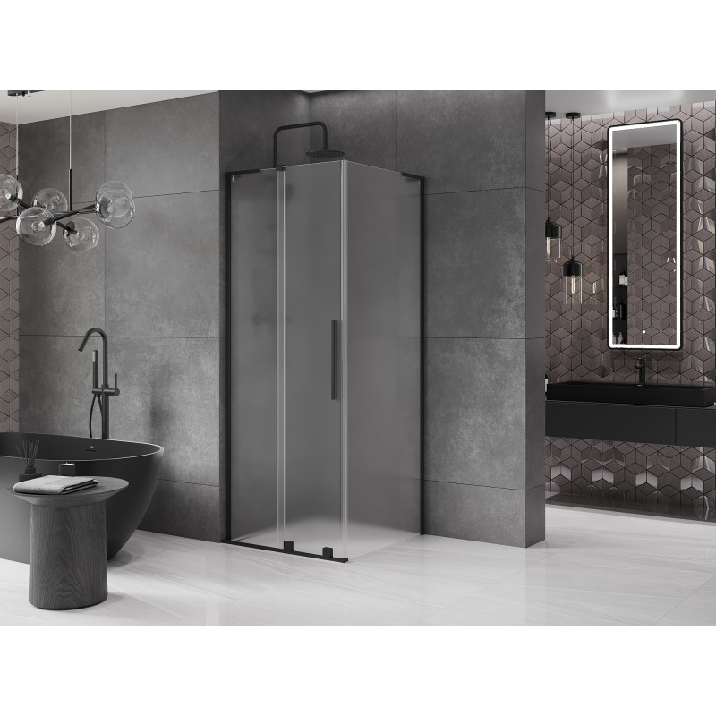 Mexen Velar L stumdomas dušo kabina 90 x 90 cm, matinė, juoda - 871-090-090-33-70