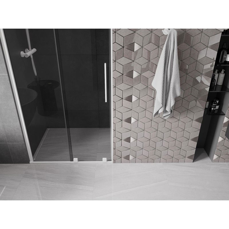 Mexen Velar stumdomos dušo durys 120 cm, grafitas, baltos - 871-120-000-41-20