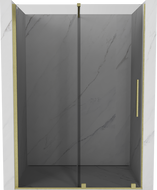 Mexen Velar stumdomos dušo durys 160 cm, grafitas, šlifuotas auksinis - 871-160-000-41-55