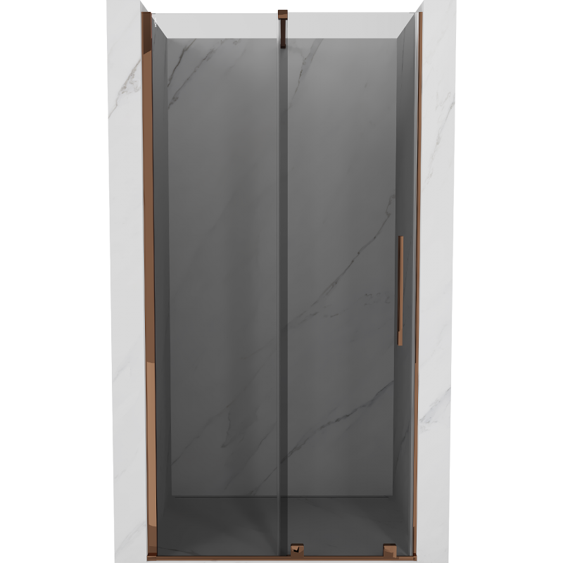 Mexen Velar stumdomos dušo durys 90 cm, grafitas, rožinis auksas - 871-090-000-41-60