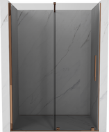 Mexen Velar stumdomos dušo durys 130 cm, grafitas, rožinis auksas - 871-130-000-41-60